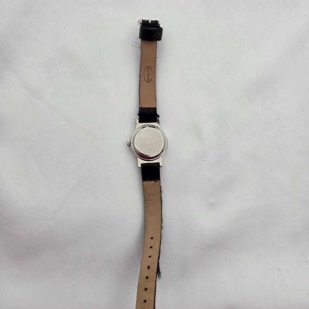 VTG 90s Fossil & Nordstrom Minimalist Watch - Black Cowhide Band - Picture 4 of 11